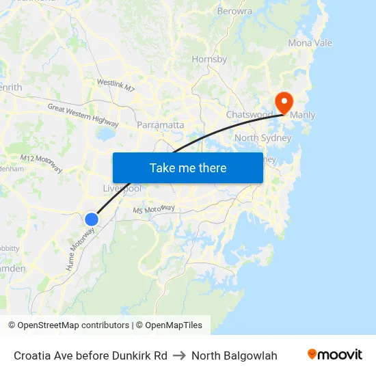Croatia Ave before Dunkirk Rd to North Balgowlah map