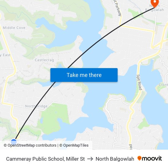 Cammeray Public School, Miller St to North Balgowlah map