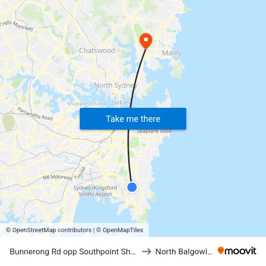 Bunnerong Rd opp Southpoint Shops to North Balgowlah map