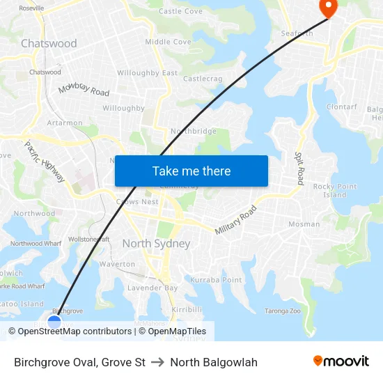 Birchgrove Oval, Grove St to North Balgowlah map