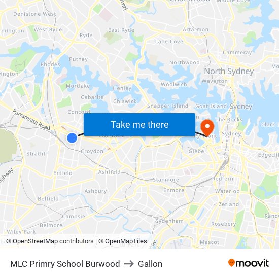 Mlc Burwood to Gallon map