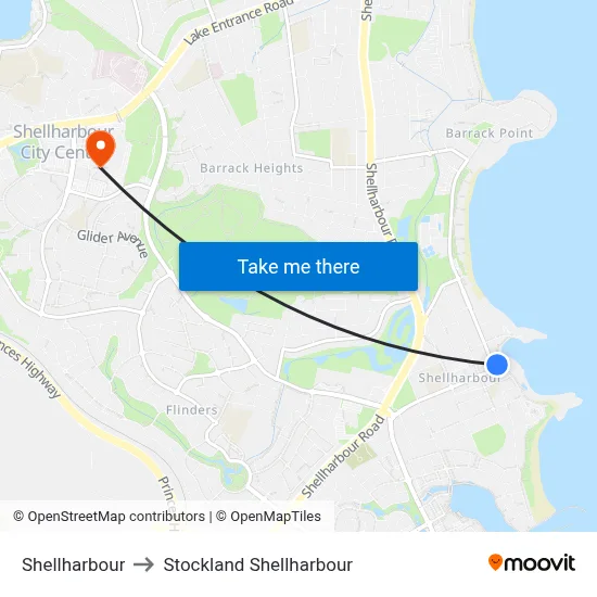 Shellharbour to Stockland Shellharbour map
