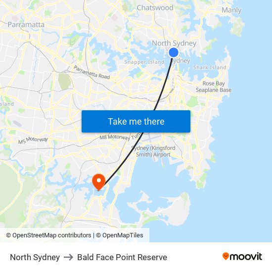 North Sydney to Bald Face Point Reserve map