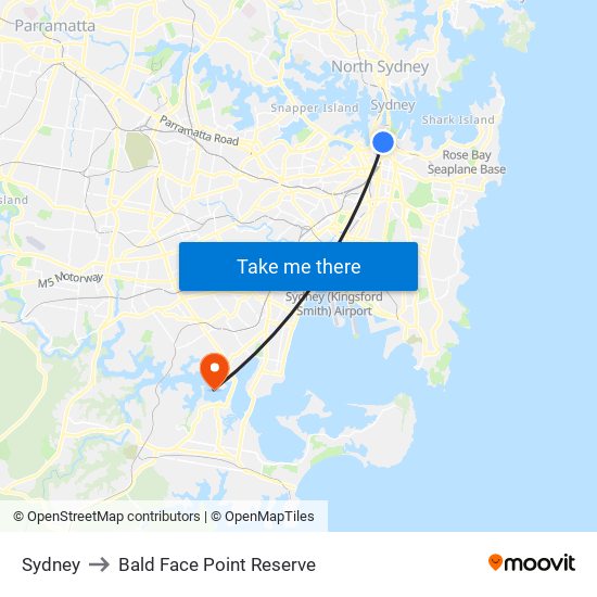 Sydney to Bald Face Point Reserve map