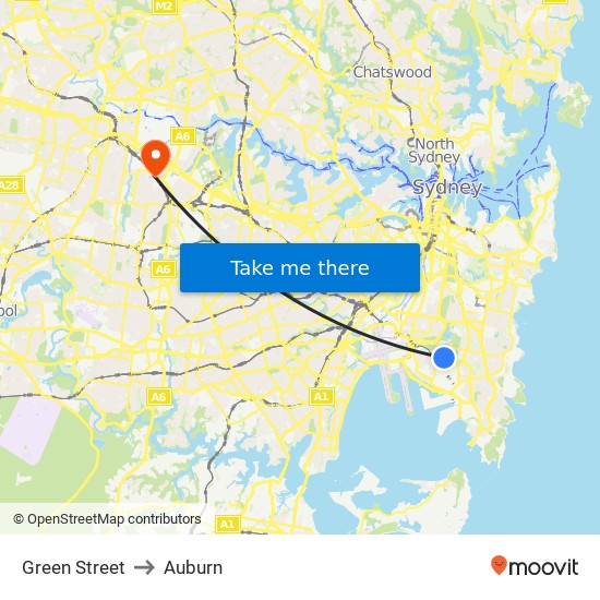 Green Street to Auburn map