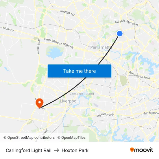 Carlingford Light Rail to Hoxton Park map