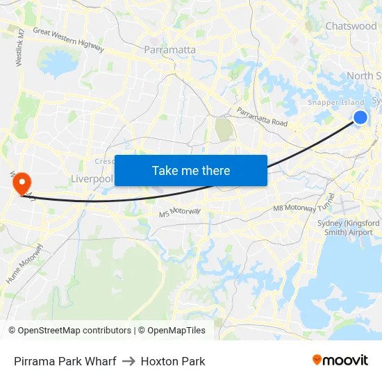 Pirrama Park Wharf to Hoxton Park map