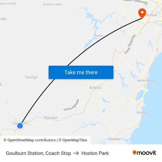 Goulburn Station, Coach Stop to Hoxton Park map