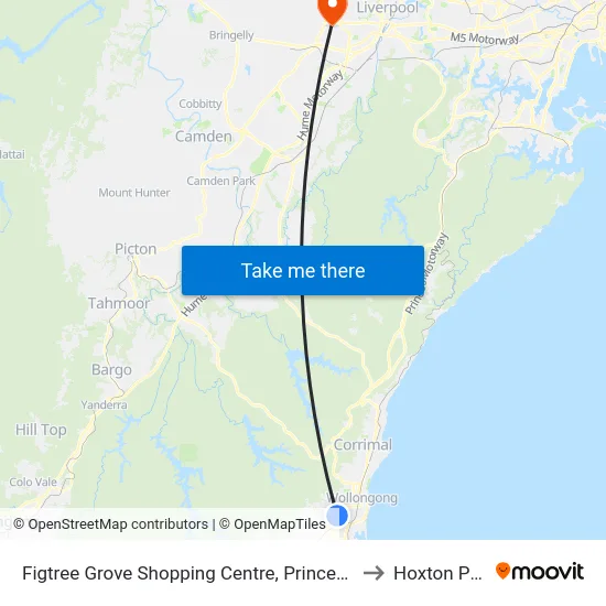 Figtree Grove Shopping Centre, Princes Hwy to Hoxton Park map
