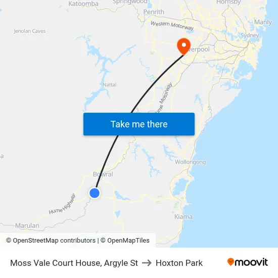 Moss Vale Court House, Argyle St to Hoxton Park map