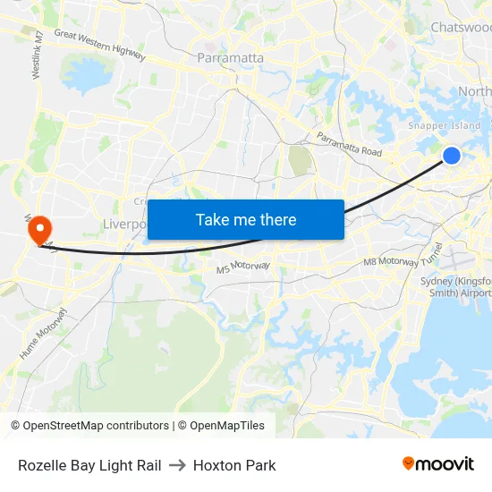 Rozelle Bay Light Rail to Hoxton Park map