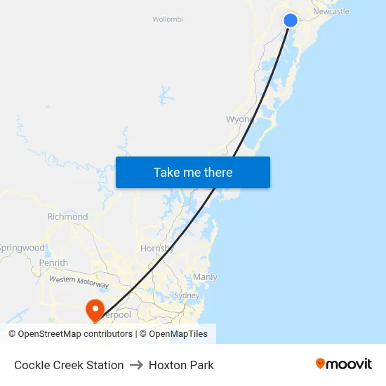 Cockle Creek Station to Hoxton Park map