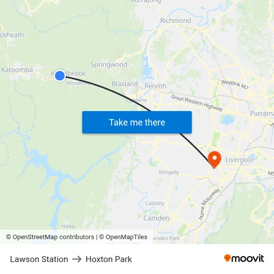 Lawson Station to Hoxton Park map