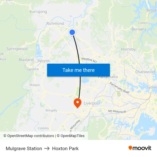 Mulgrave Station to Hoxton Park map