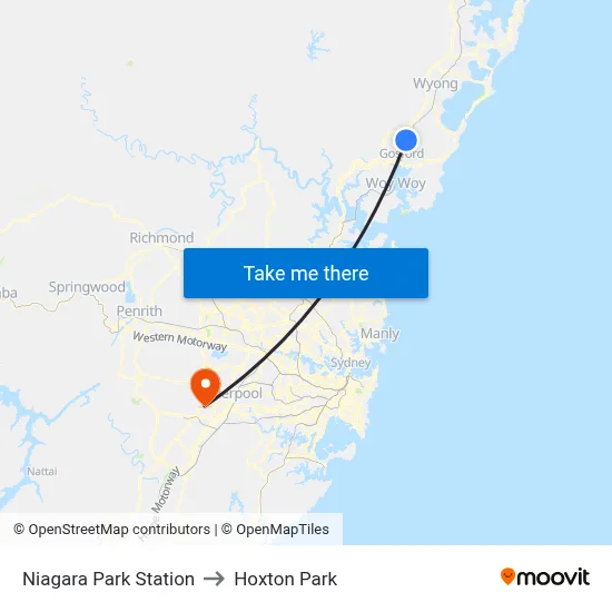 Niagara Park Station to Hoxton Park map