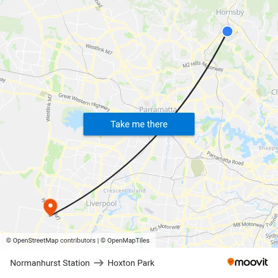 Normanhurst Station to Hoxton Park map