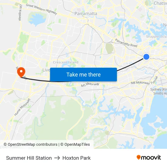 Summer Hill Station to Hoxton Park map