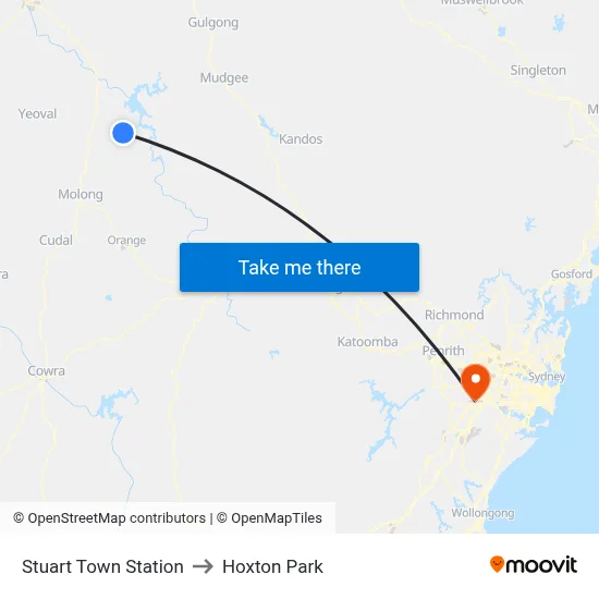 Stuart Town Station to Hoxton Park map