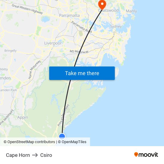 Cape Horn to Csiro map