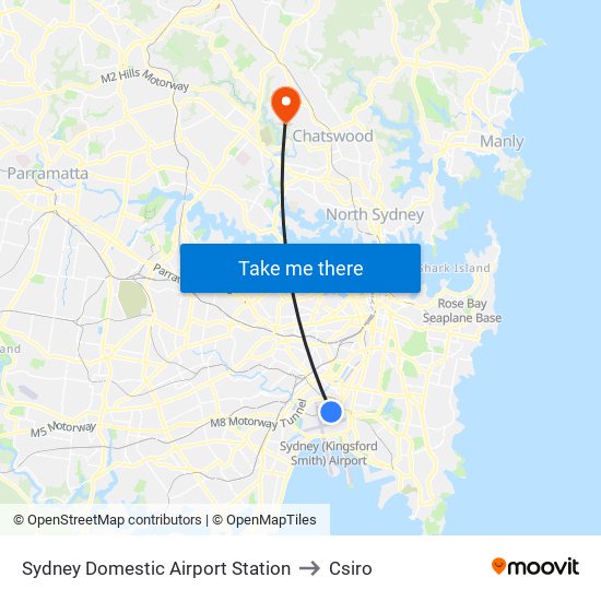 Sydney Domestic Airport Station to Csiro map