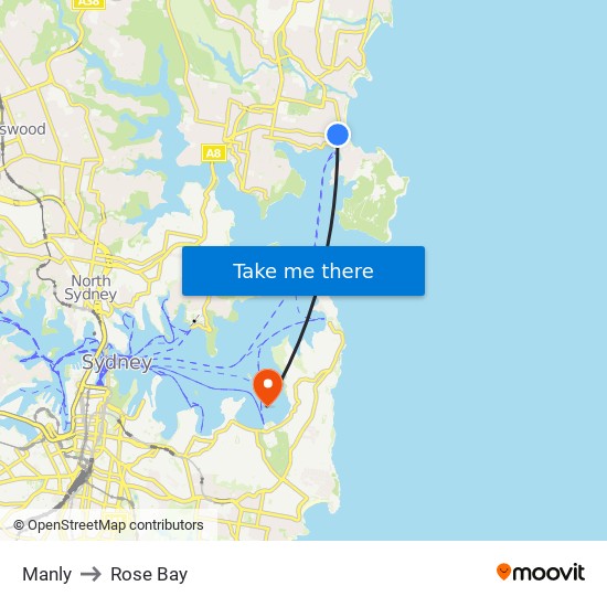 Map Of Manly Nsw Manly To Rose Bay, Sydney With Public Transportation