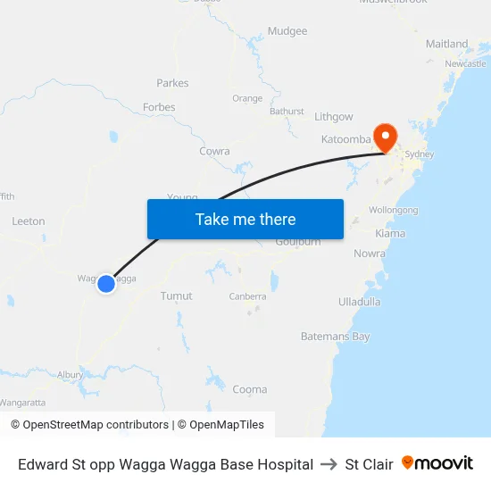 Edward St opp Wagga Wagga Base Hospital to St Clair map