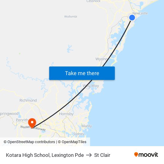 Kotara High School, Lexington Pde to St Clair map