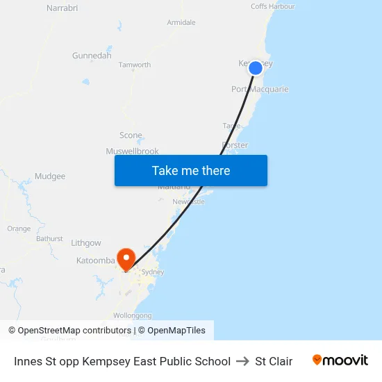 Innes St opp Kempsey East Public School to St Clair map