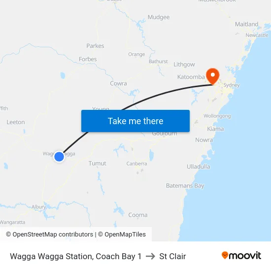 Wagga Wagga Station, Coach Bay 1 to St Clair map