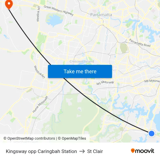 Kingsway opp Caringbah Station to St Clair map