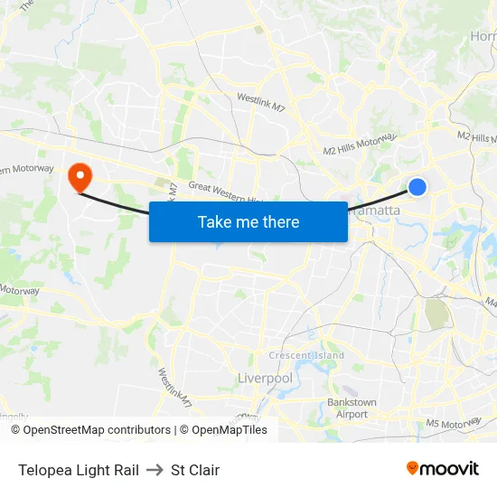Telopea Light Rail to St Clair map
