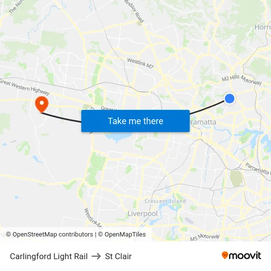 Carlingford Light Rail to St Clair map