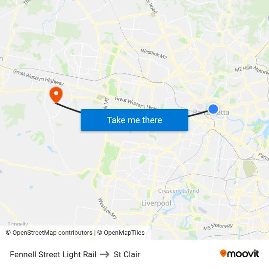 Fennell Street Light Rail to St Clair map