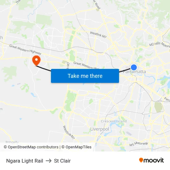Ngara Light Rail to St Clair map
