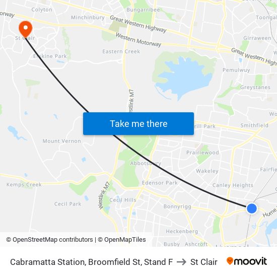 Cabramatta Station, Broomfield St, Stand F to St Clair map