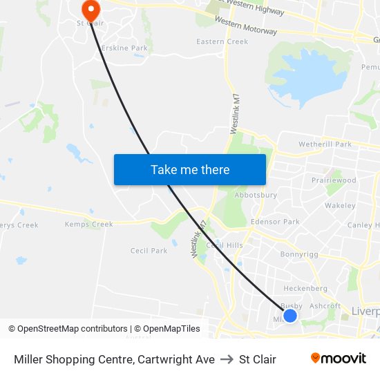 Miller Shopping Centre, Cartwright Ave to St Clair map