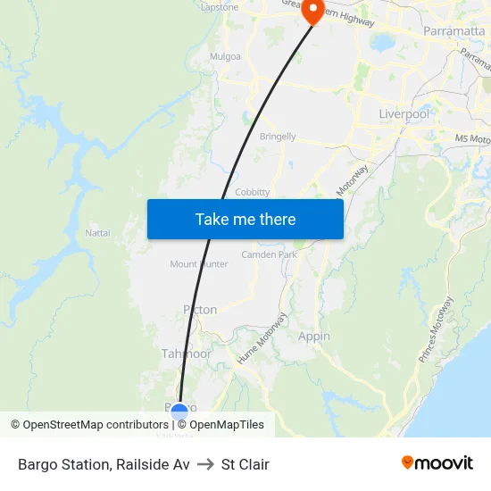 Bargo Station, Railside Av to St Clair map