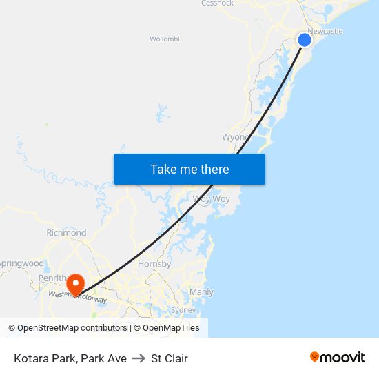 Kotara Park, Park Ave to St Clair map