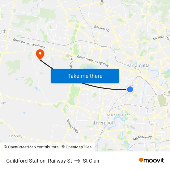 Guildford Station, Railway St to St Clair map