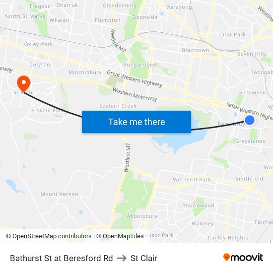 Bathurst St at Beresford Rd to St Clair map
