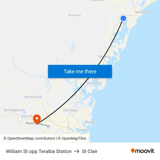 William St opp Teralba Station to St Clair map