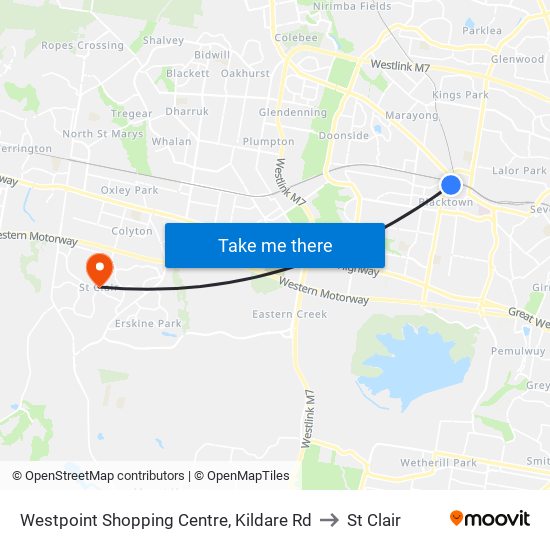 Westpoint Shopping Centre, Kildare Rd to St Clair map