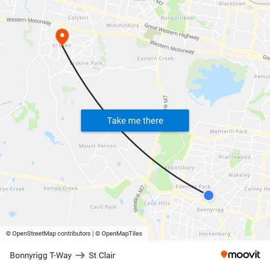 Bonnyrigg T-Way to St Clair map