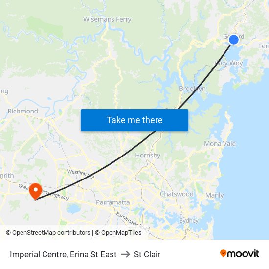 Imperial Centre, Erina St East to St Clair map