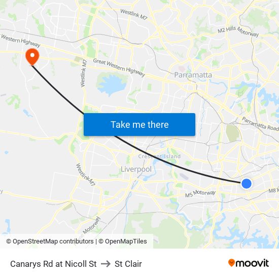 Canarys Rd at Nicoll St to St Clair map