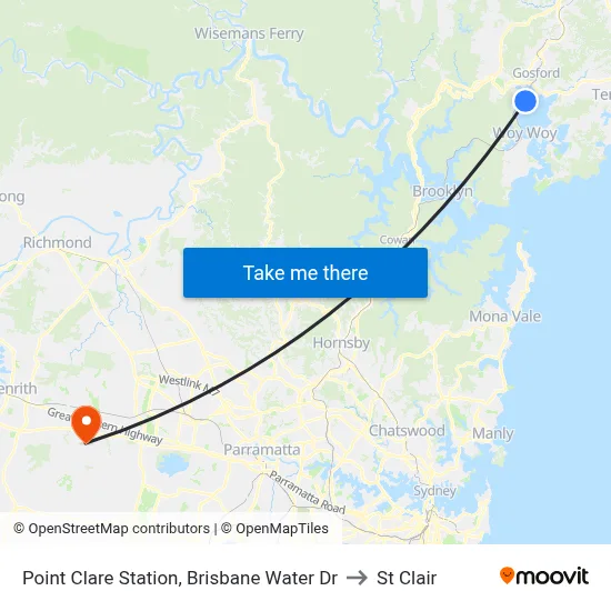 Point Clare Station, Brisbane Water Dr to St Clair map