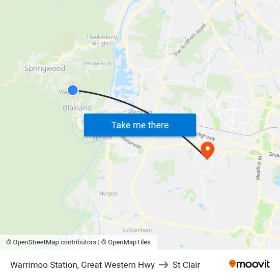 Warrimoo Station, Great Western Hwy to St Clair map