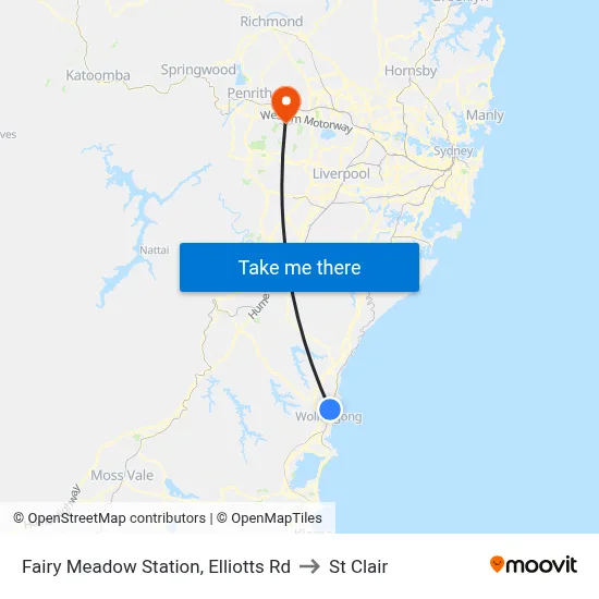 Fairy Meadow Station, Elliotts Rd to St Clair map