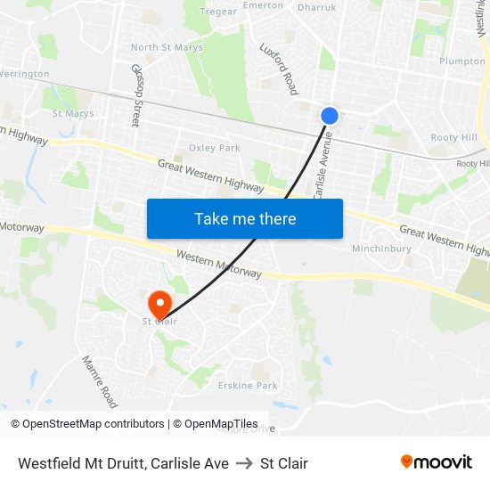 Westfield Mt Druitt, Carlisle Ave to St Clair map