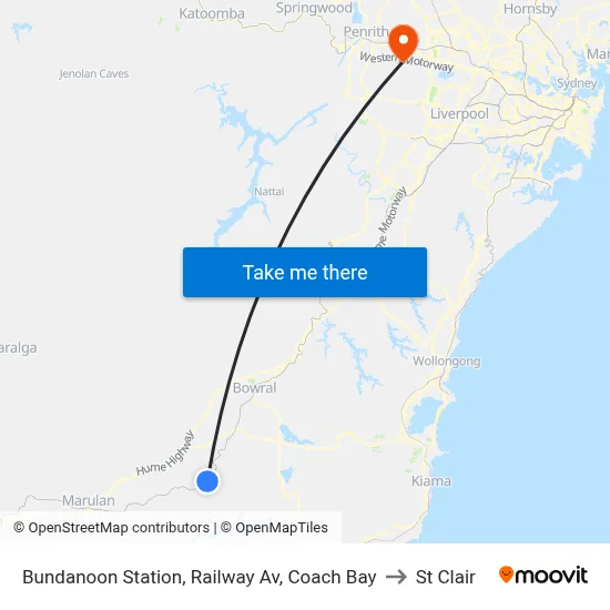 Bundanoon Station, Railway Av, Coach Bay to St Clair map